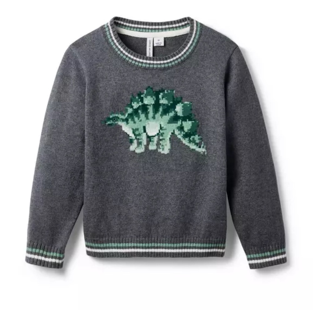 Janie and Jack Gray Dinosaur Kids Sweater